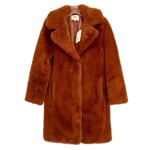 MKT STUDIO Faux Fur Teddy Coat Jacket Rust $350